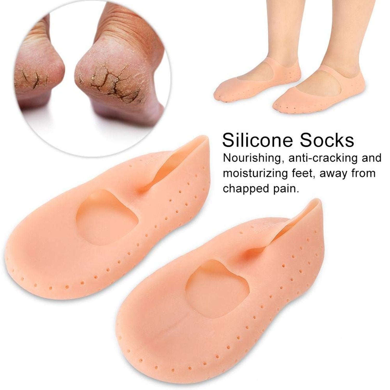 6037 Anti Crack Silicone Gel Foot Protector Moisturising Socks 6037 Anti Crack Silicone Gel Foot Protector Moisturising Socks